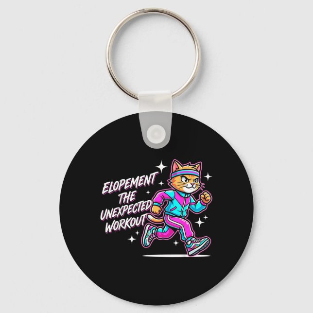 Funny Elopement The Unexpected Workout Retro Cat Keychain (Front)