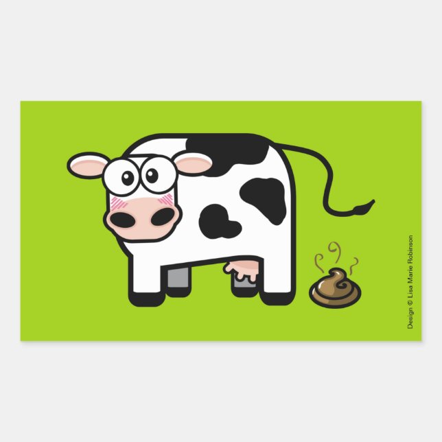 Funny Embarrassed Pooping Cow Sticker (Front)