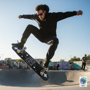 Funny Embrace the Darkslide White Stars Skateboard