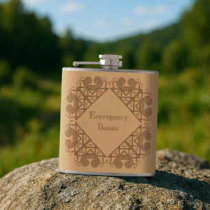 Funny Emergency Booze Add Your Text Celtic Style Hip Flask