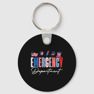Funny Emergency Department Er Nurse Usa Flag 4th O Keychain