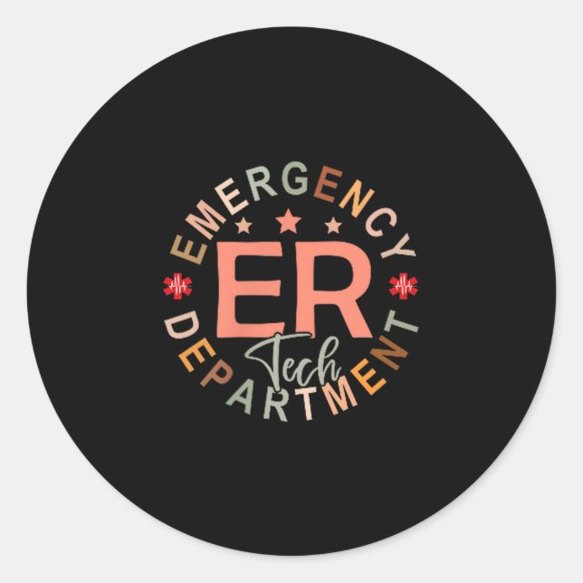 Funny Emergency Department Tech Emergency Room Tec Classic Round Sticker (Front)
