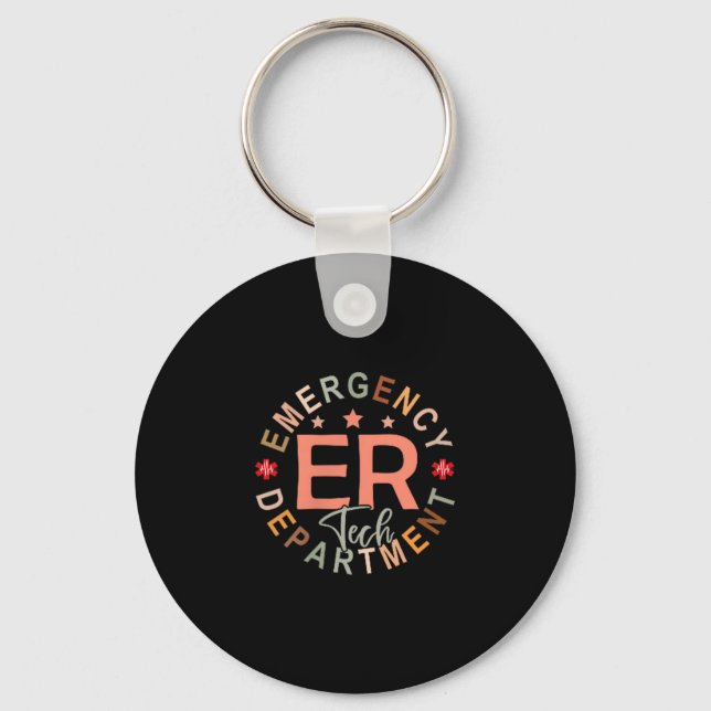 Funny Emergency Department Tech Emergency Room Tec Keychain (Front)