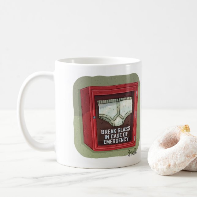 Funny Emergency Underpants Coffee Mug (With Donut)