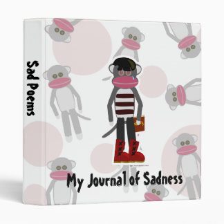 Funny Emo Sock Monkey Angsty Cartoon Character Binder