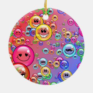 Funny Emoji Bubbles Ceramic Ornament