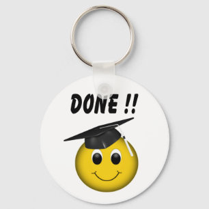 Funny Emoji "Done" Graduation Keychain