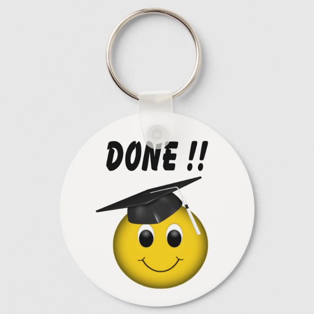 Funny Emoji "Done" Graduation Keychain (Front)