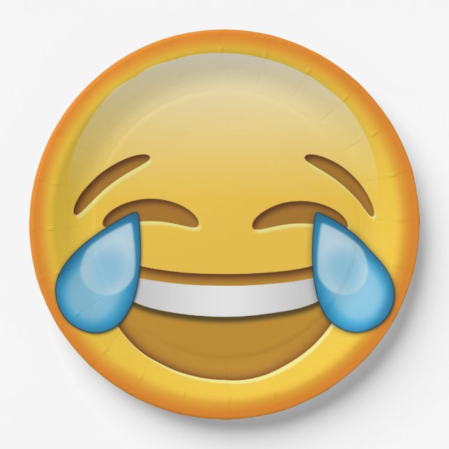 Funny emoji joy laughter paper plate (Front)