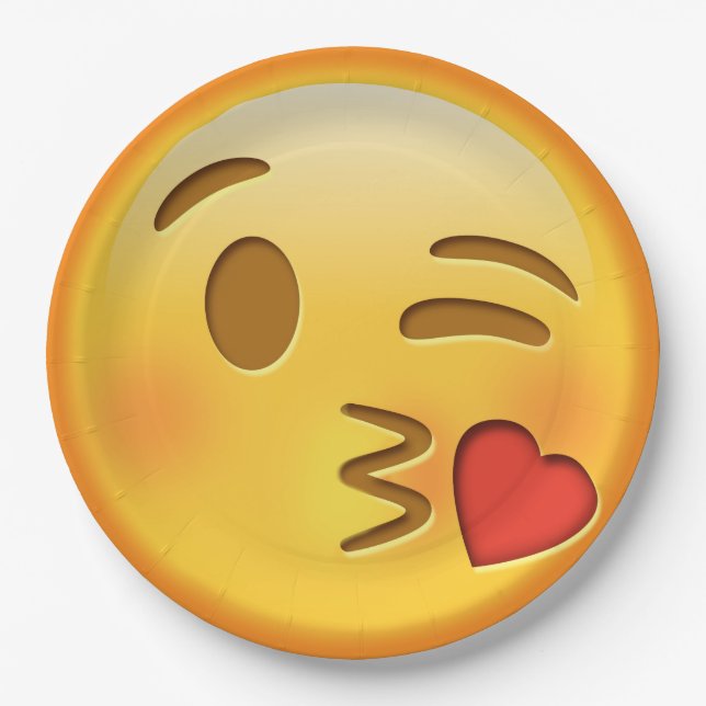 Funny emoji kiss paper plate (Front)
