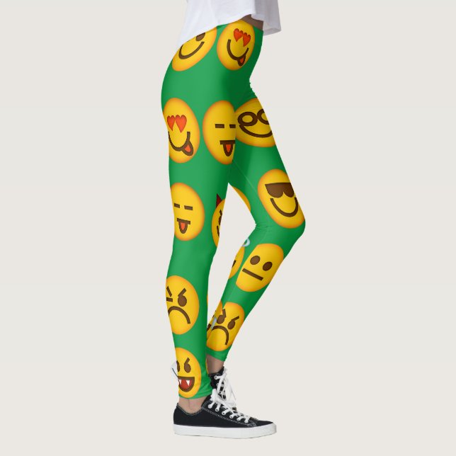 Funny Emoji Leggings - Cute Green Statement Style (Right)