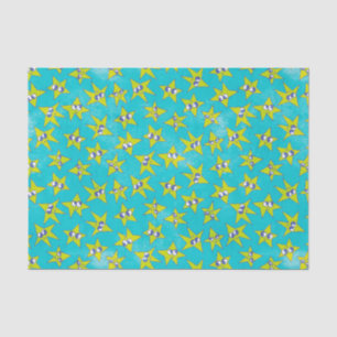 Funny Emoji Turquoise with Greeni Face Stars Tissue Paper