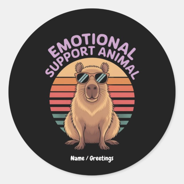 Funny Emotional Support Animal Capybara Sticker (Front)