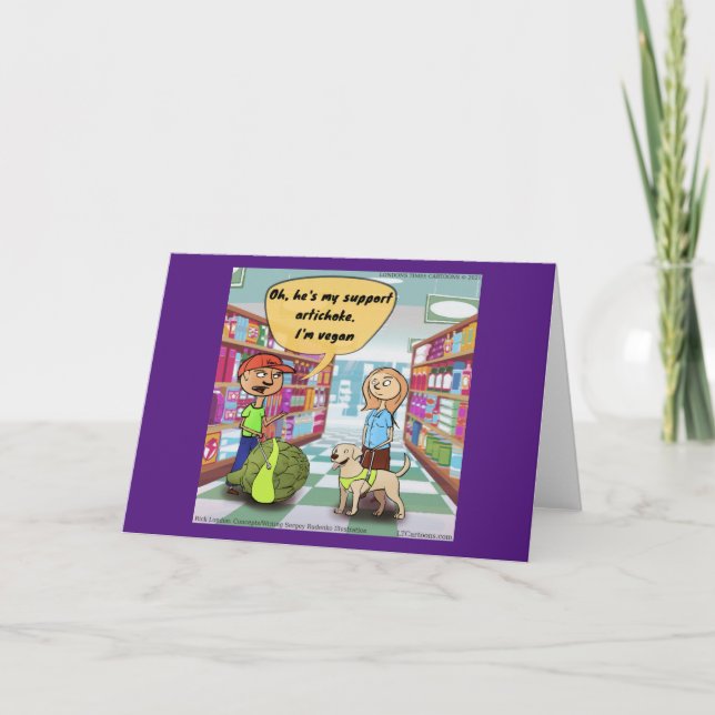 Funny Emotional Support Artichoke Comic  Card (Front)