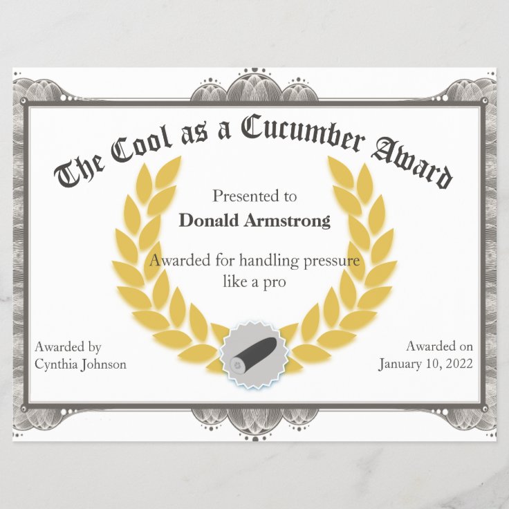 Funny Employee Award - Cool as a Cucumber | Zazzle Funny Employee Award - Cool as a Cucumber | Zazzle