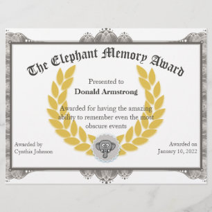 Funny Employee Award - Elephant Memory