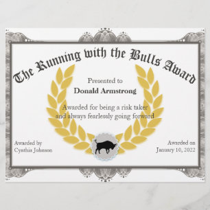 Funny Employee Award - Running with the Bull