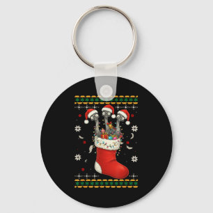Funny Emu Bird In Xmas Socks Lights Christmas  Keychain
