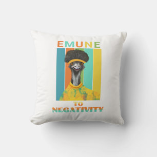 Funny Emu Pun - Emune to Negativity Throw Pillow