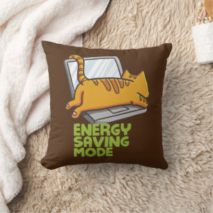 Funny Energy Saving Mode Throw Pillows
