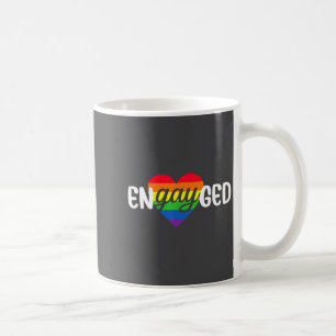 Funny Engayged Gay Couple Engagement Party Rainbow Coffee Mug