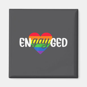 Funny Engayged Gay Couple Engagement Party Rainbow Magnet