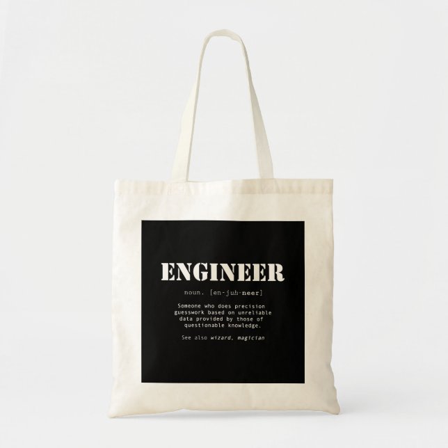 Funny Engineer Dictionary Definition Tote Bag (Front)