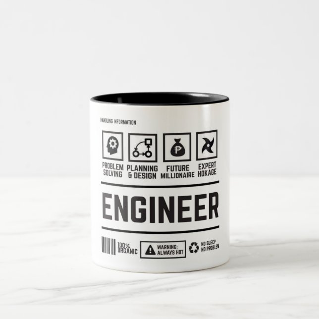 Funny Engineer Handling Information Two-Tone Coffee Mug (Center)