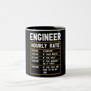 Funny Engineer Hourly Rate Two-Tone Coffee Mug