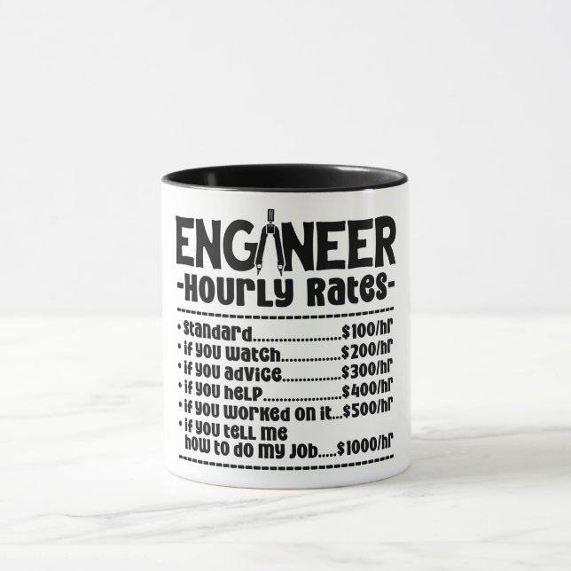 Funny Engineer Hourly Rates Mug (Center)