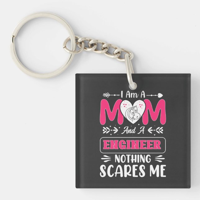 Funny Engineer Mom, Engineer Mom Keychain (Front)