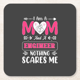 Funny Engineer Mom, Engineer Mom Square Paper Coaster