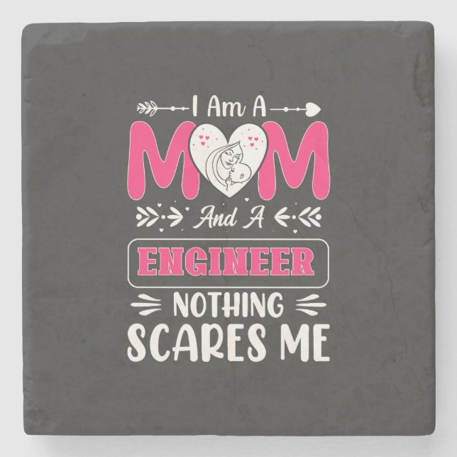 Funny Engineer Mom, Engineer Mom Stone Coaster (Front)
