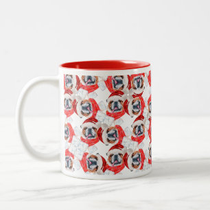 Funny English Bulldog Christmas Pattern Two-Tone Coffee Mug
