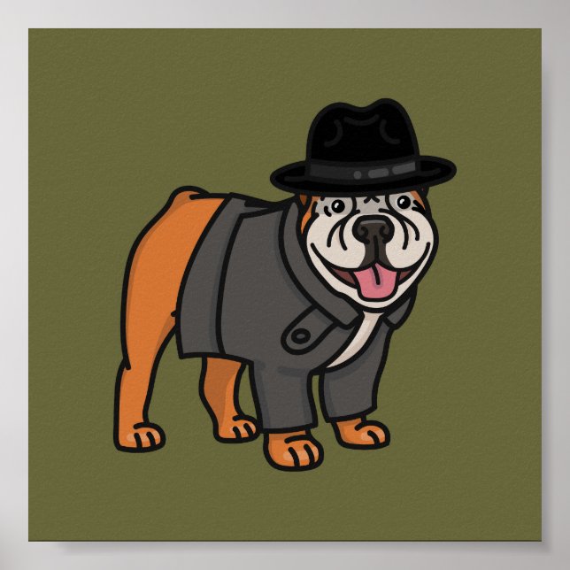 Funny English Bulldog Detective Poster (Front)