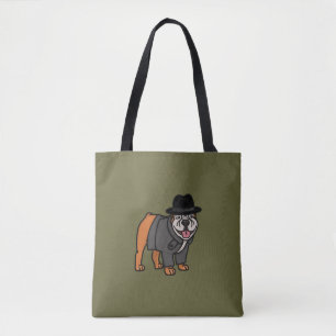 Funny English Bulldog Detective Tote Bag