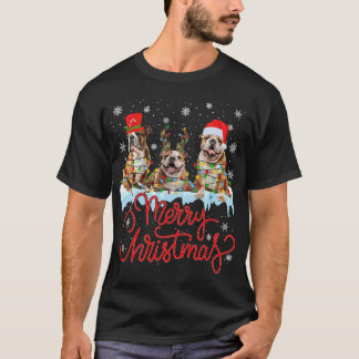 Funny English Bulldog Dog Christmas Lights Xmas T-Shirt