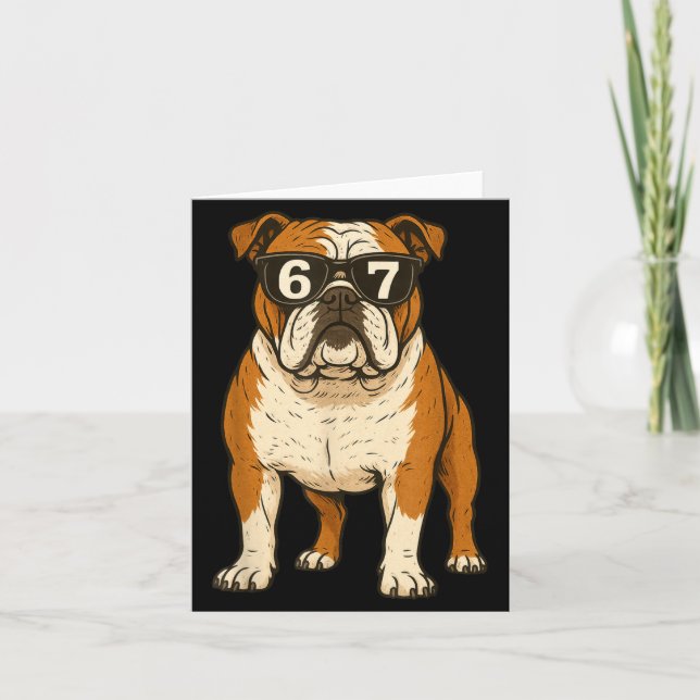 Funny English Bulldog Dog Sungles 67 Six Seven Mem Card (Front)