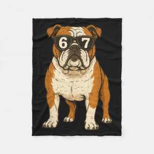 Funny English Bulldog Dog Sungles 67 Six Seven Mem Fleece Blanket