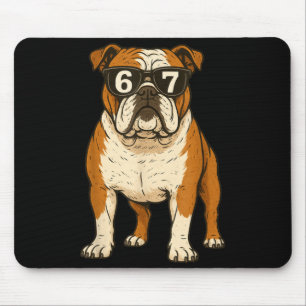 Funny English Bulldog Dog Sungles 67 Six Seven Mem Mouse Pad