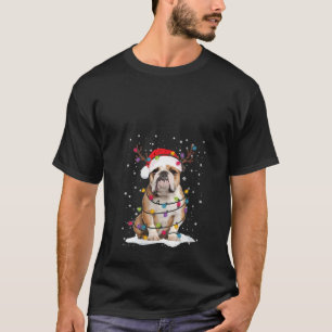 Funny English Bulldog Dog Tree Christmas Lights Xm T-Shirt