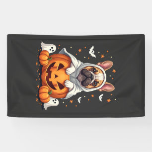 Funny English Bulldog Ghost Boo Halloween Womens M Banner