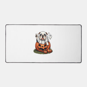Funny English Bulldog Ghost Boo Halloween Womens M Desk Mat