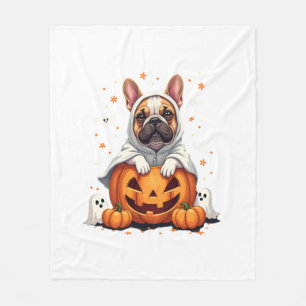 Funny English Bulldog Ghost Boo Halloween Womens M Fleece Blanket