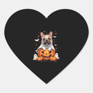Funny English Bulldog Ghost Boo Halloween Womens M Heart Sticker