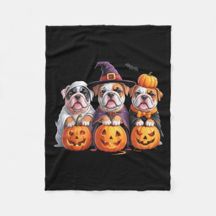 Funny English Bulldog Ghost Frenchie Dog Halloween Fleece Blanket