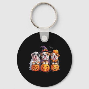 Funny English Bulldog Ghost Frenchie Dog Halloween Keychain