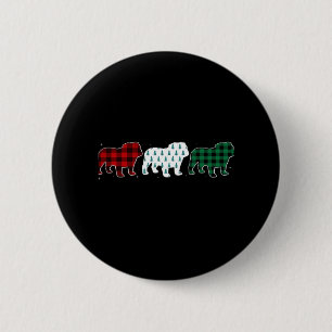 Funny English Bulldog Red Plaid Christmas Dog Love 2 Inch Round Button