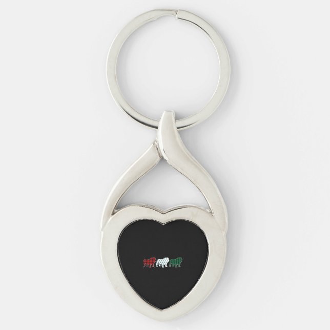Funny English Bulldog Red Plaid Christmas Dog Love Keychain (Front)