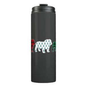 Funny English Bulldog Red Plaid Christmas Dog Love Thermal Tumbler